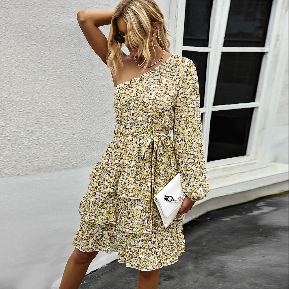 Women's Fashionable Elegant Off-shoulder Floral Dress