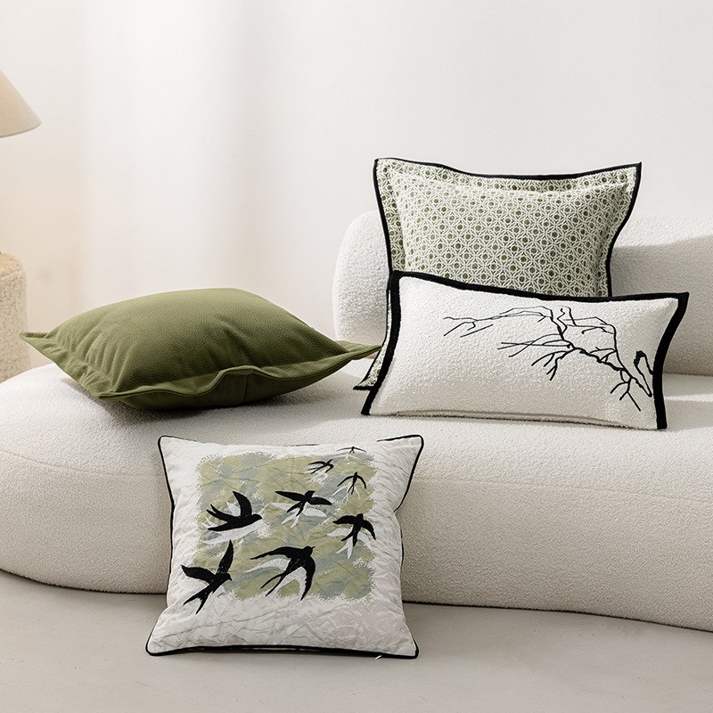 Chinese-style Modern Minimalist Swallow And Bamboo Pillowcase