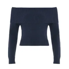 European And American All-matching Slim Fit Sweater Women - Dark Blue - View 1