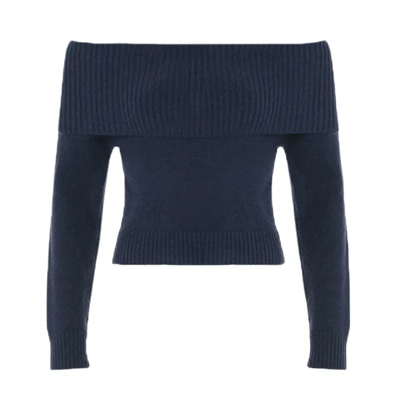 European And American All-matching Slim Fit Sweater Women - Dark Blue