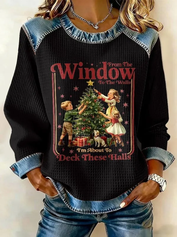 Retro Loose fitting Pullover With A Printed Crew Neck Fch73Jny69X10 M - Shop at LoveMi