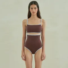 Triangle One-piece Swimsuit For Women - Brown - View 1