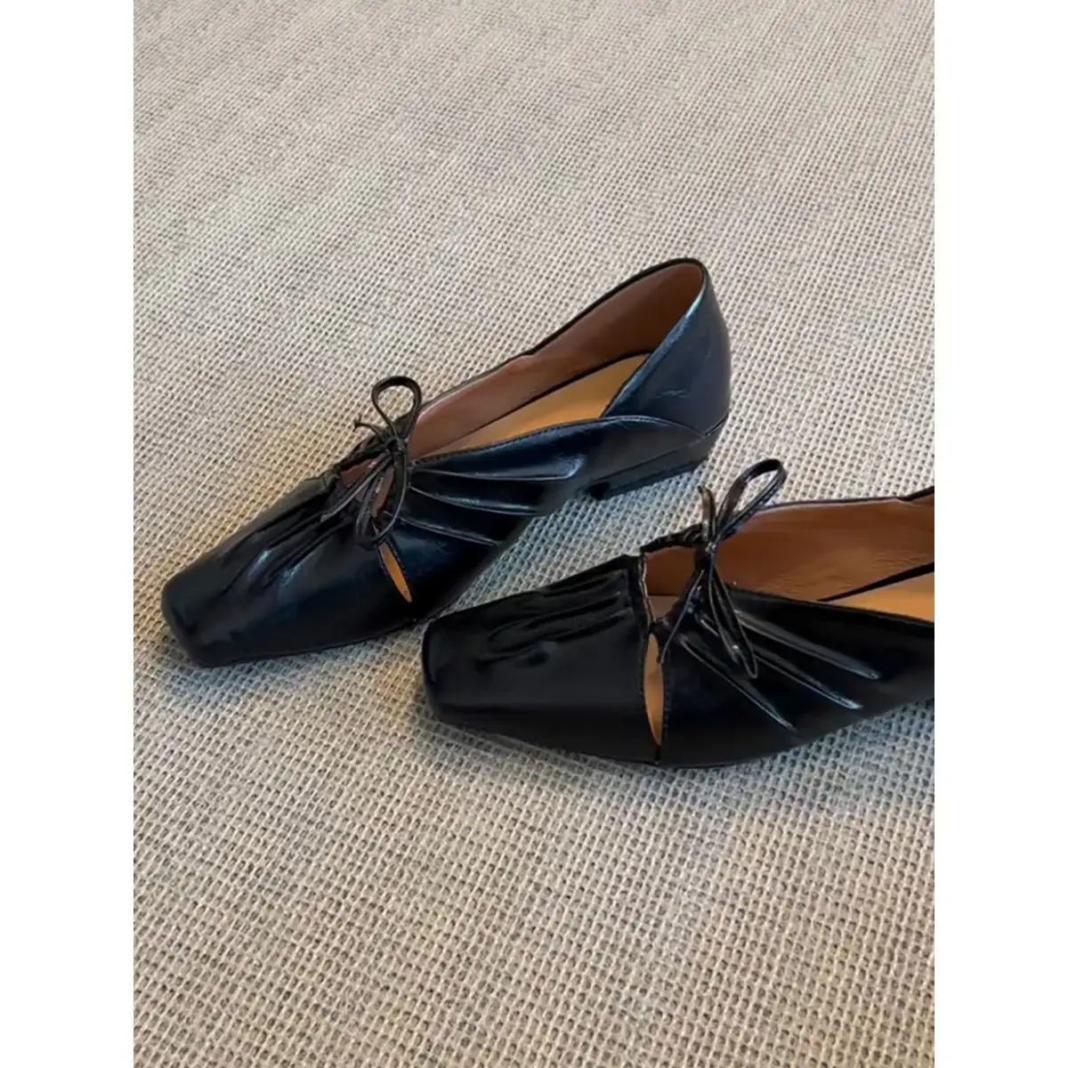 Bow French Style Temperament Low Heel Leather Shoes