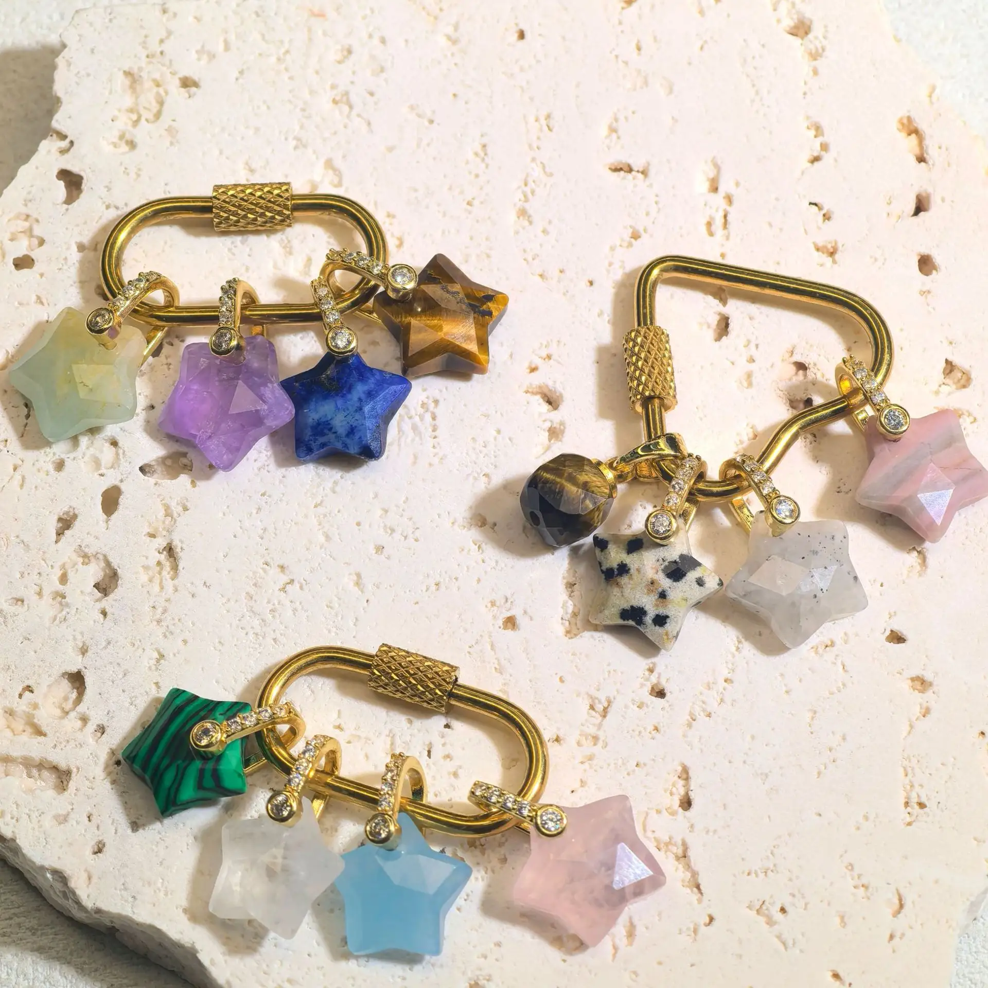 Natural Stone Cut-surface Star Pendant Five-pointed Charm