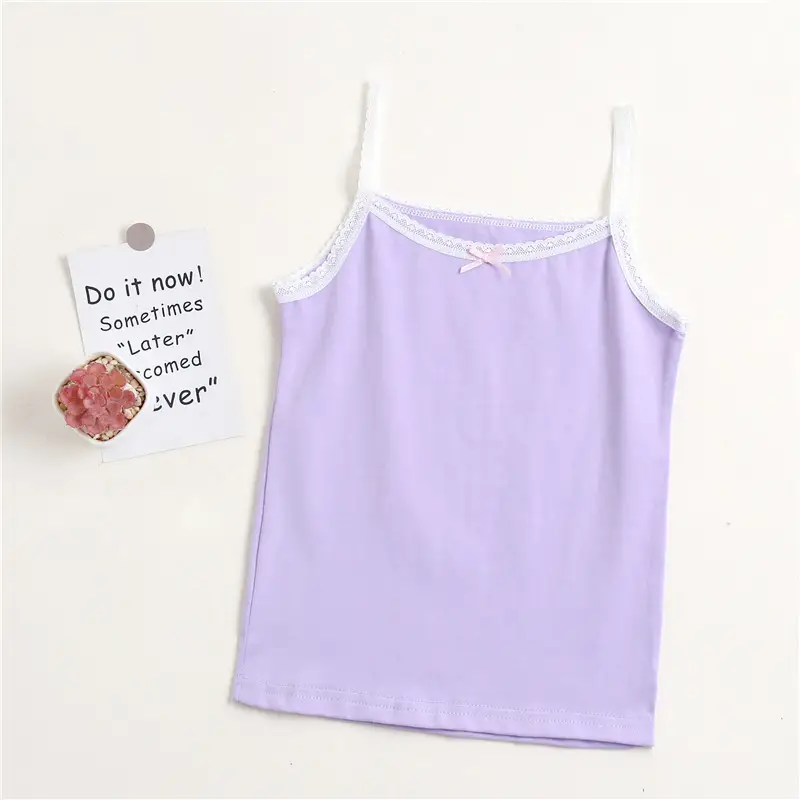 Girls' Simple Pure Cotton Lace Vest