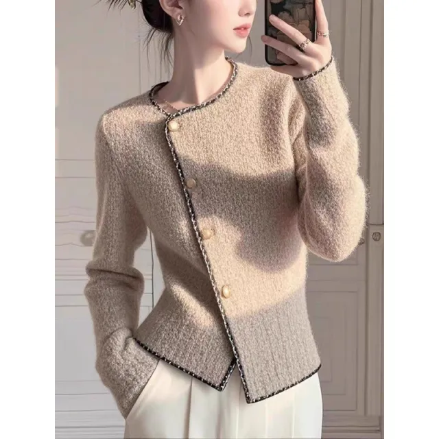 Simple Cardigan Autumn And Winter New Elegant Top Brown - Shop at LoveMi
