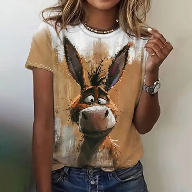 Fun Animal Pattern Women's T shirt Casual Short Sleeve 3E5Zi3T Xxl - Shop at LoveMi