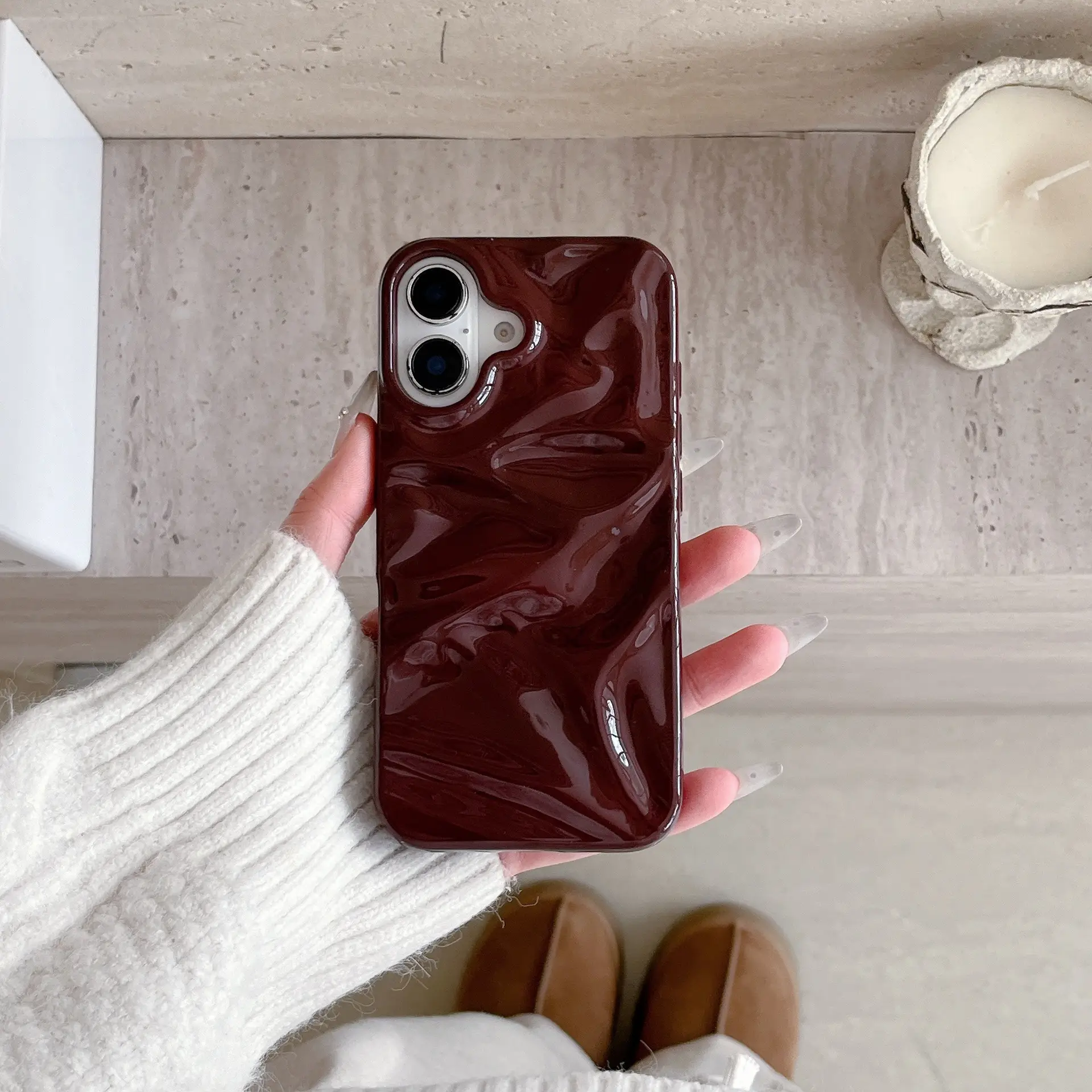 Niche Irregular Pleated Three-dimensional Phone Case