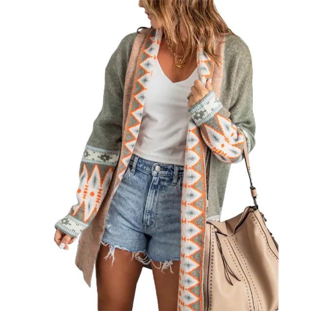 European And American National Style Mid length Cardigan For Women Green - Shop at LoveMi