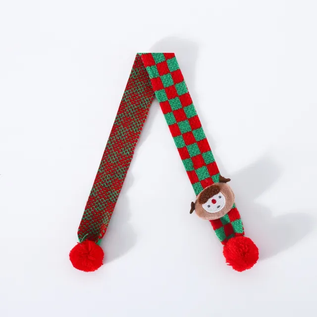 Pet Cat Dog Knitted Wool Plaid Snowflake Santa Claus Scarf Warm Christmas Three dimensional Hat Elk Plaid Scarf - Shop at LoveMi