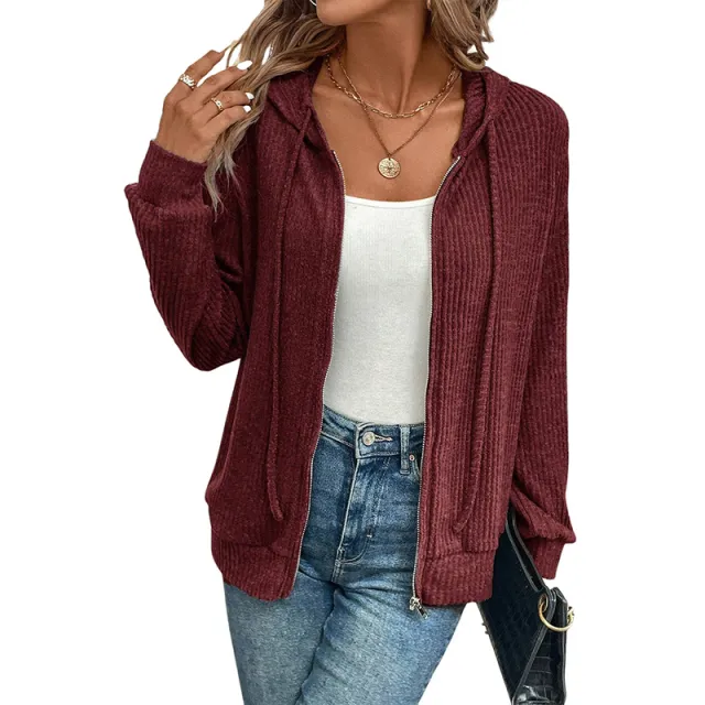 Women's Solid Color Hoodie Simple Versatile Slim Fit Lc25315830P403 - Shop at LoveMi