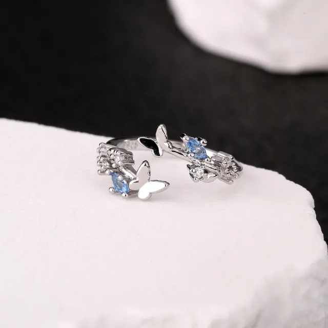 Dream Butterfly Women's Ring High Value Lightweight Luxury With Diamonds Silver - Shop at LoveMi