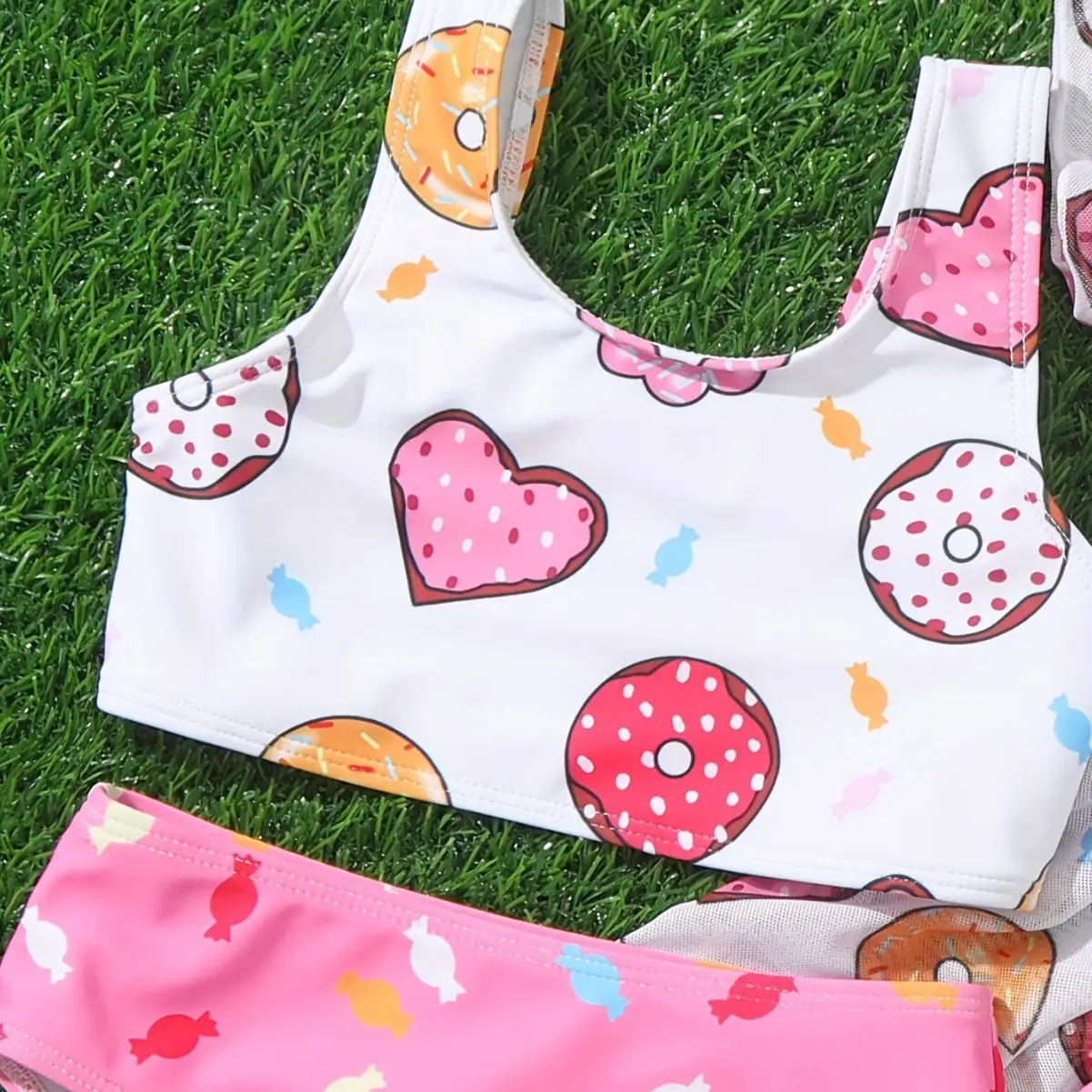 Girl's Swimsuit Donut Cute Split Three-piece Set