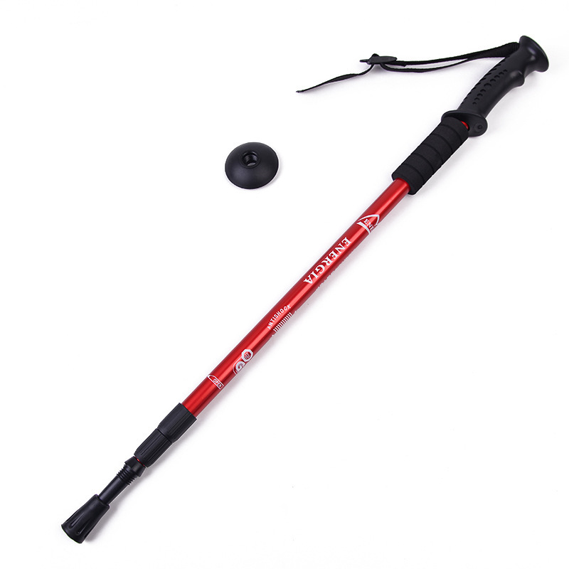 Retractable Folding Straight Handle Three-section Walking Stick Hiking Outdoor Equipment - Image 5