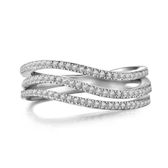 Metal Women's Ring Female Zircon Inlaid - Platinum Dy120991Swwh - View 1