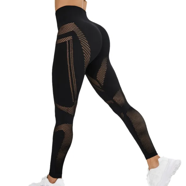 Seamless Mesh Yoga Pants Women's Black High Waist Black - Shop at LoveMi
