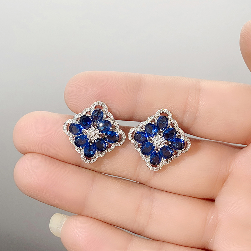 Elegant Blue Flower Earrings