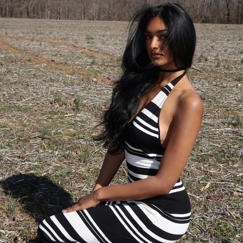 Stylish Striped Color-block Bodycon Dress