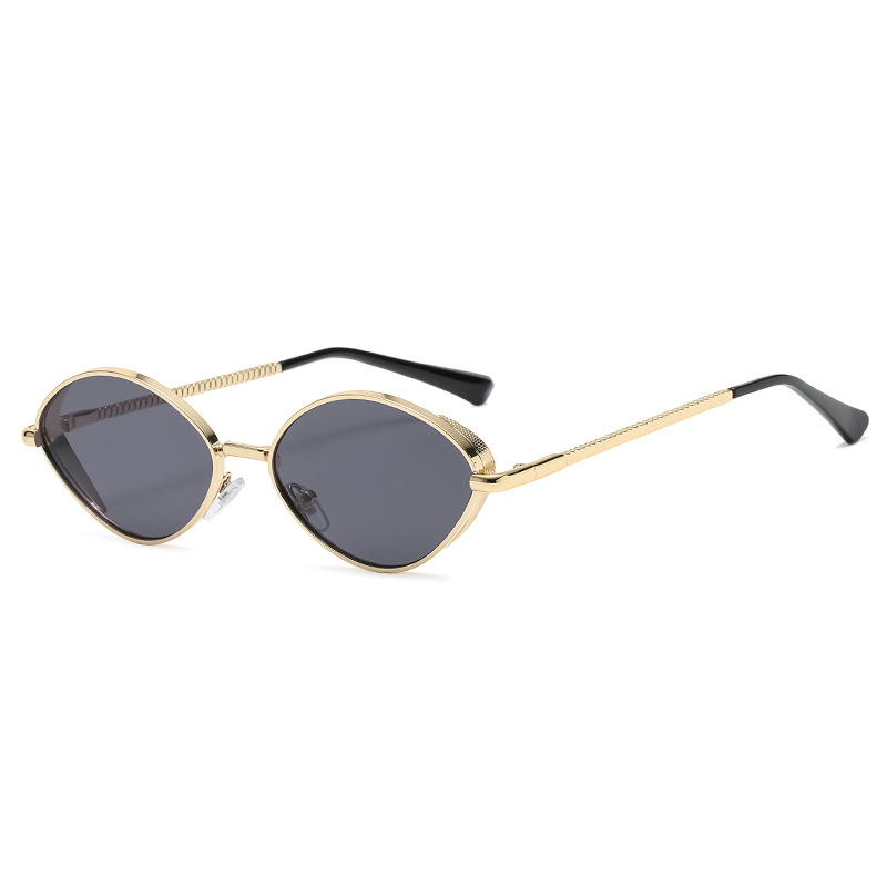 Oval Women's Diamond Thread Leg Sunglasses C01 Gold Gray - Shop at LoveMi