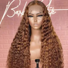 13x6 Front Lace Wig Female Medium Long Curly Hair Hair Cover - Light Brown - View 1