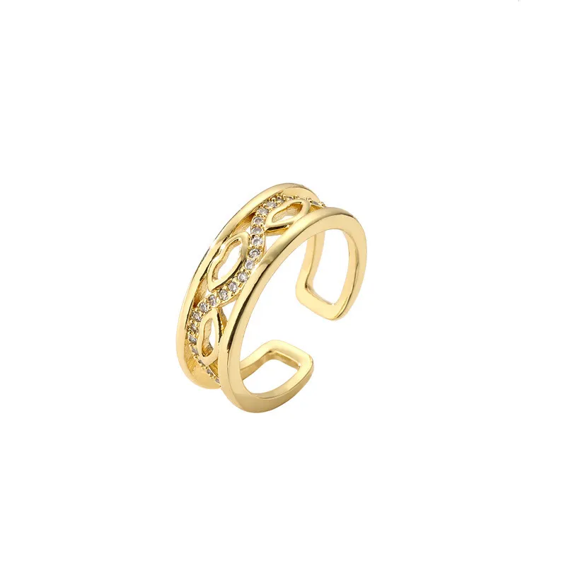 Copper Micro-set Zircon Geometric Ring - Cr0253Cx Style