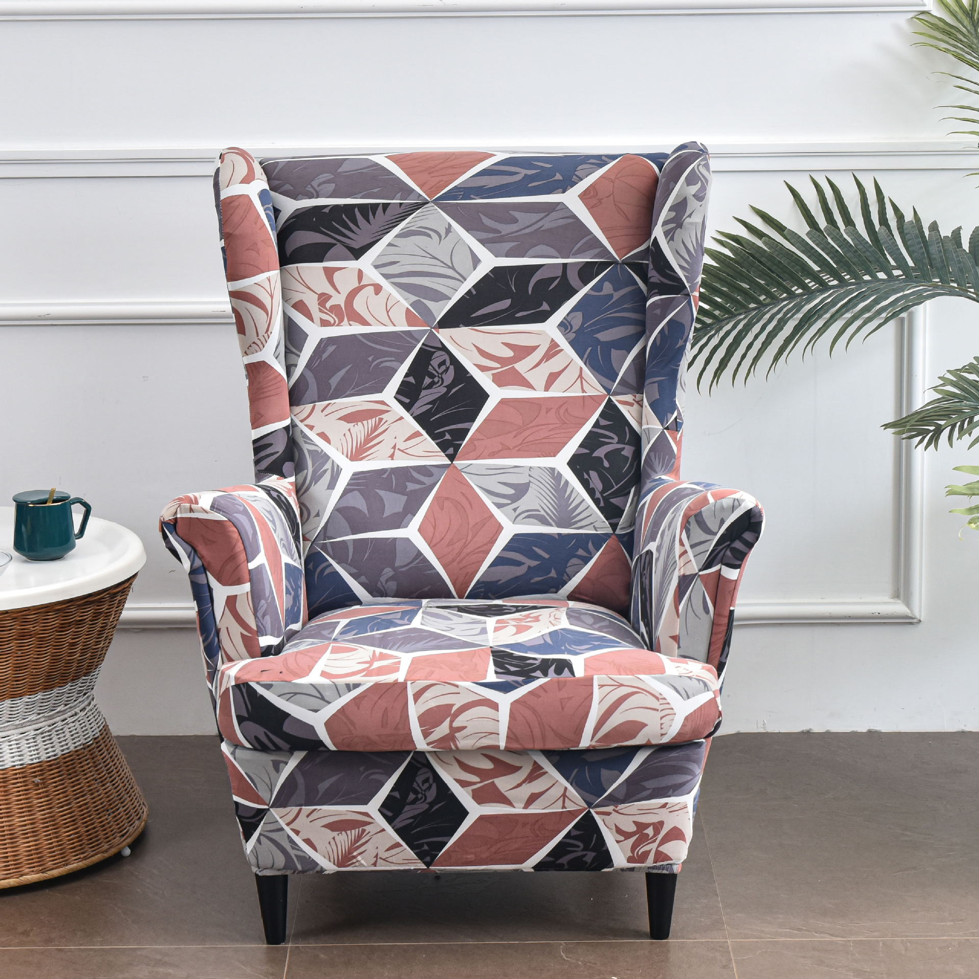 Wingback slipcover – Wingback Slipcover Stretch Floral ELOISET