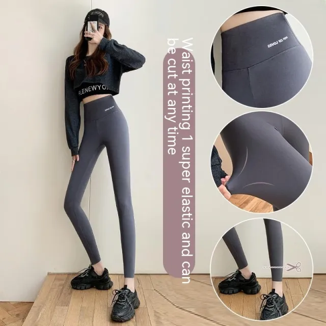 Cloud Feeling Thin Velvet Shark Pants Autumn And Winter Fleece lined Thick Leggings Gray Thin Style - Shop at LoveMi