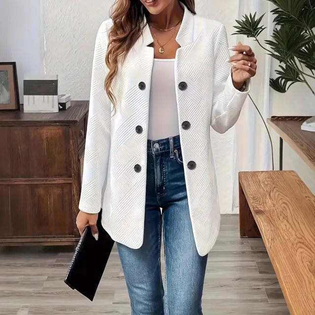 Button Stand Collar Cardigan Coat White Breasted - Shop at LoveMi