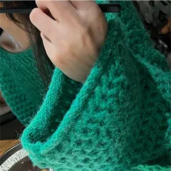 Fashion Knitwear Women's Coat Top - Green - View 1