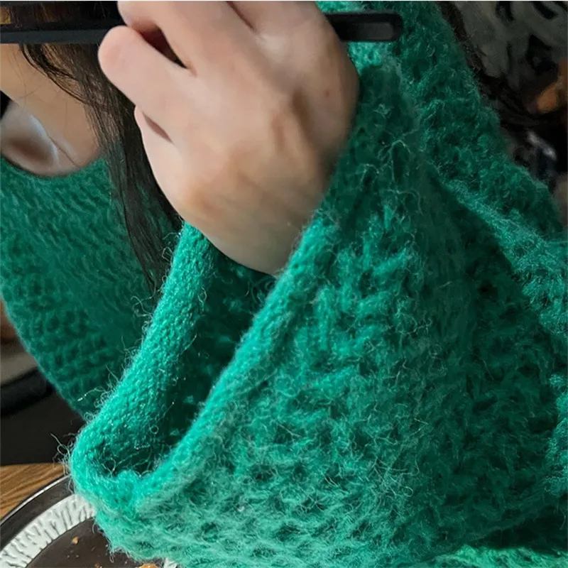 Fashion Knitwear Women's Coat Top - Green