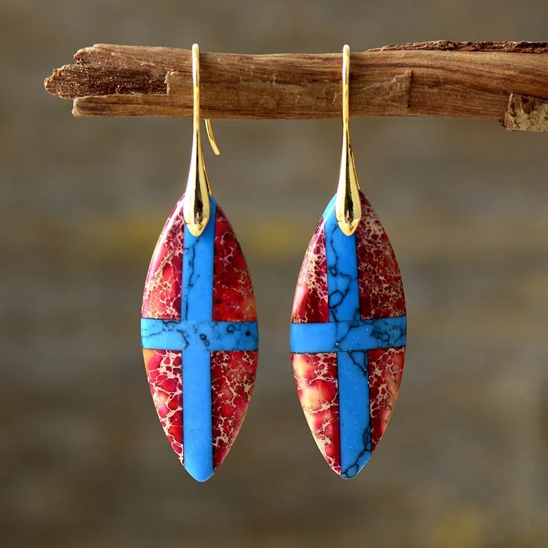 Retro Stylish Patchwork Leaf-Shaped Earrings For Women