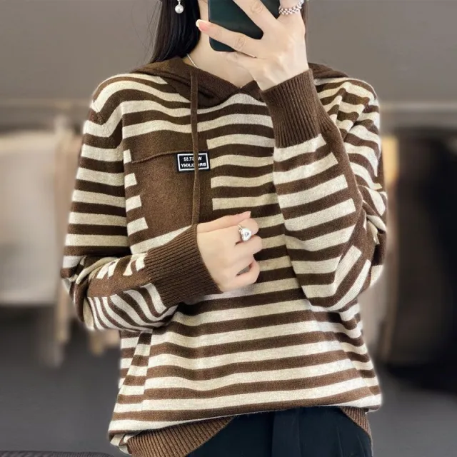 Hooded Wool Base Shirt Women Brown - Shop at LoveMi