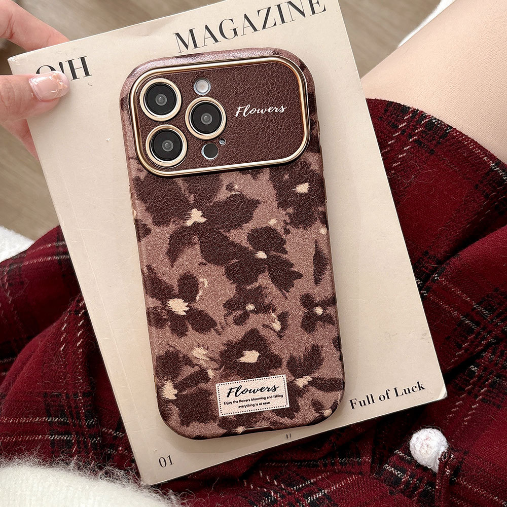 Brown And Floral Shatter-Resistant Phone Case Protective Cover