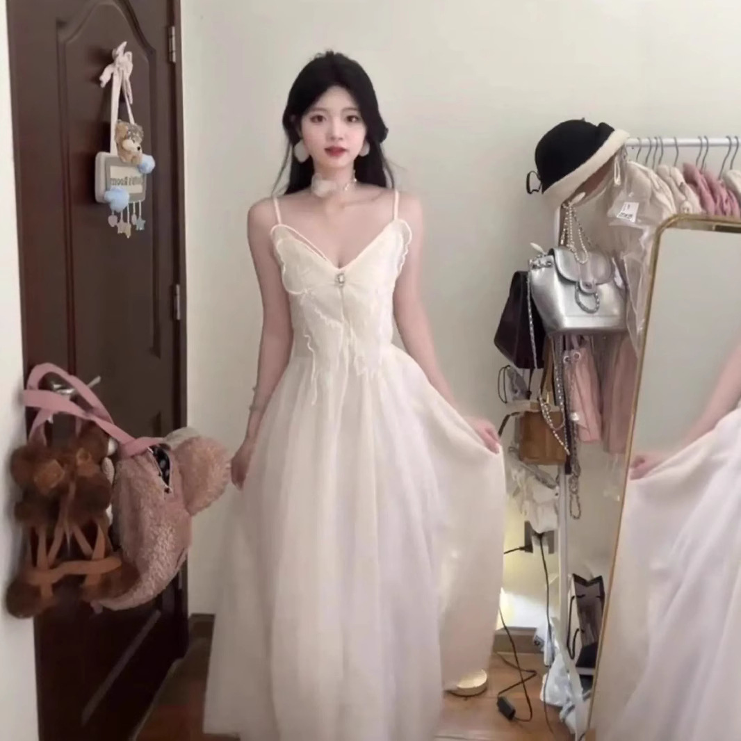 Mesh Vacation Style Mori Dress Women White - Shop at LoveMi