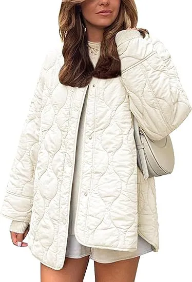 European And American Style Chic String Decoration Simple Solid Color Round Neck Loose Cotton Coat - Apricot