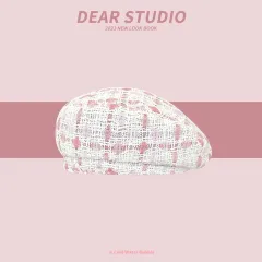 Merican Retro Denim Advance Hats Women - Classic Style Beret Pink - View 1