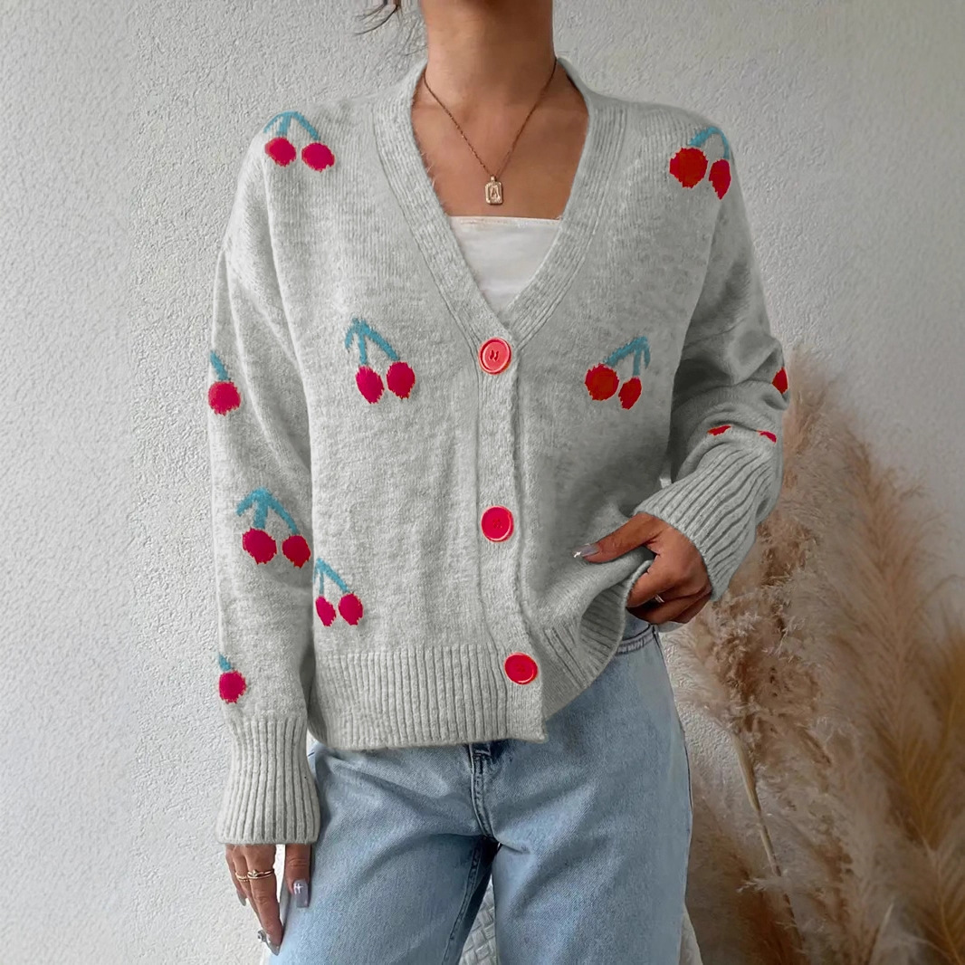 Loose Design Button Details Sweet Sweater Women