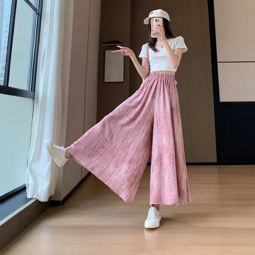 Slimming Draping Tailored Culottes  Women's High Waist Wide Leg Relaxed Fit Trousers