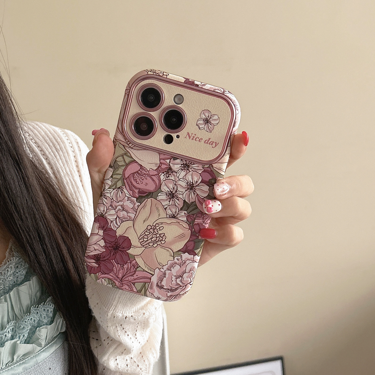 Retro Oil Painting  Flowers Leather Phone Case