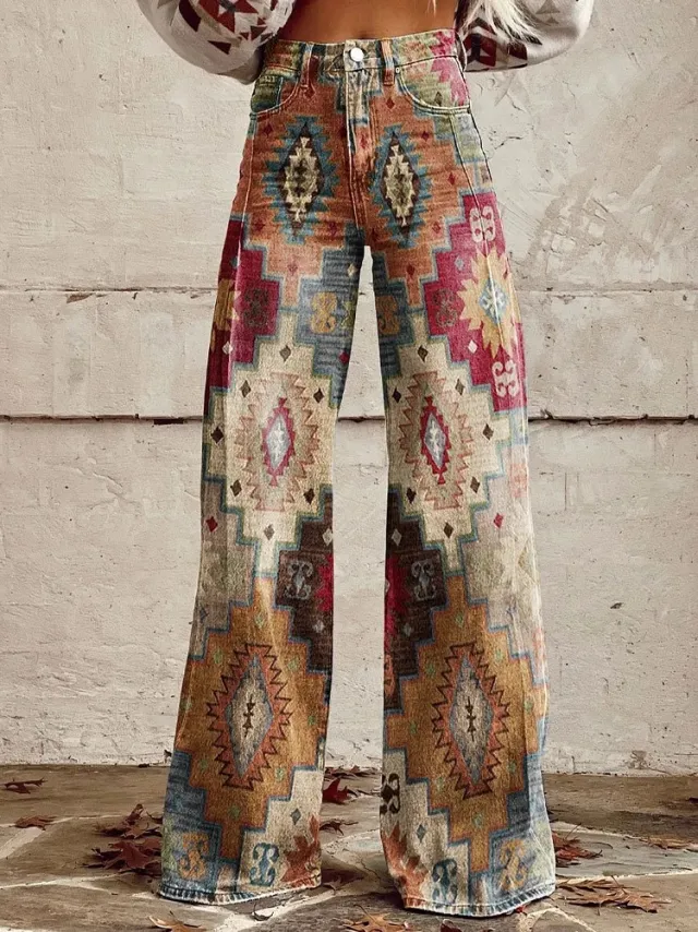 Women's Casual Pants Thin Imitation Jeans Wide Leg Awpas9202 - Shop at LoveMi