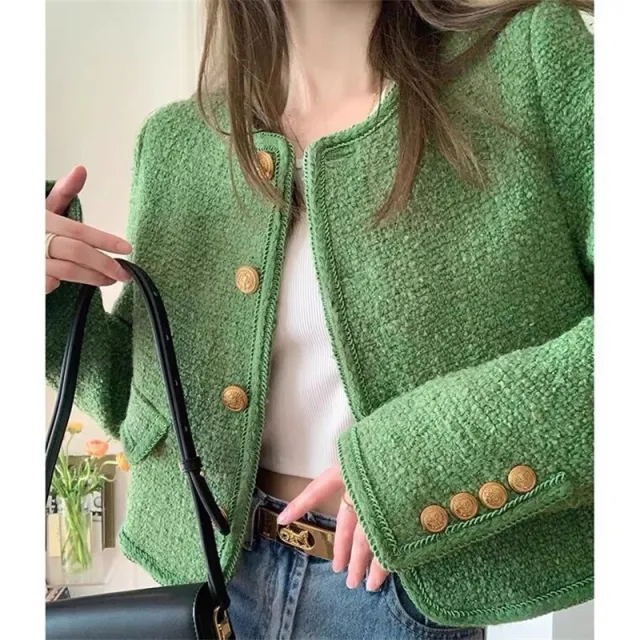 Women's Green Wool Classic Style Coat Top Green - Shop at LoveMi