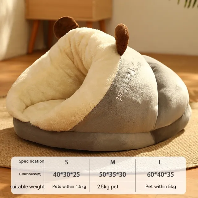 Warm Velvet Padded Thickened Small Dog Nest Gray Brown Bear - Shop at LoveMi