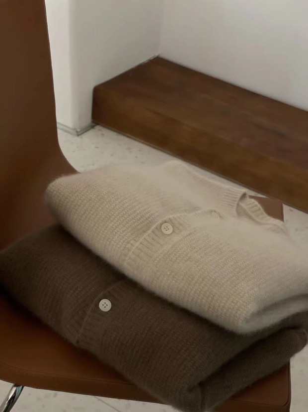 Autumn And Winter Cashmere Cardigan For Women Round Neck Thickened Knitted Coffee - Shop at LoveMi