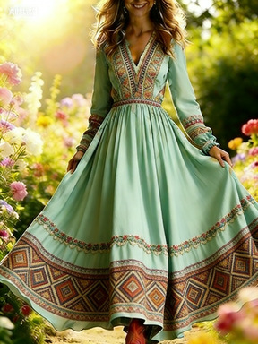 3D Oil Painting Floral Print Dress 13