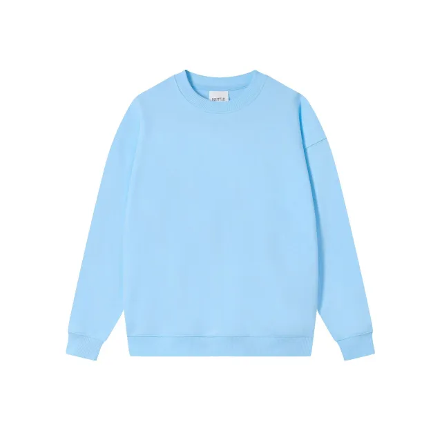 Autumn And Winter Loose Solid Color Drop Shoulder Round Neck Sweater For Women Sky Blue - Shop at LoveMi