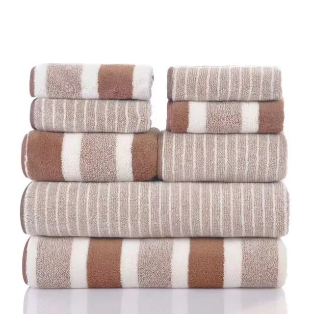 Coral Fleece Double sided Thickened 8 piece Set Towels Square Scarf Brown - Shop at LoveMi