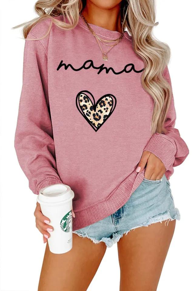 Leopard Print Heart Printing Plus Size Casual Simple Women's Long sleeved Fleese Gold - Shop at LoveMi