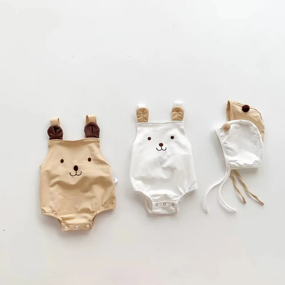Strap Romper Korean Style Cartoon Embroidered Bear Men