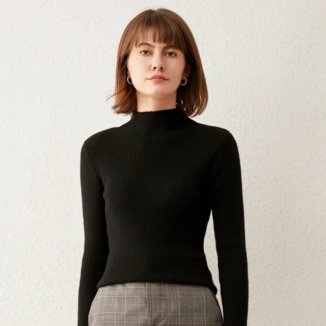 Sweater Women's Bottoming Shirt All match Tight Slimming Long Sleeve Top Black - Shop at LoveMi