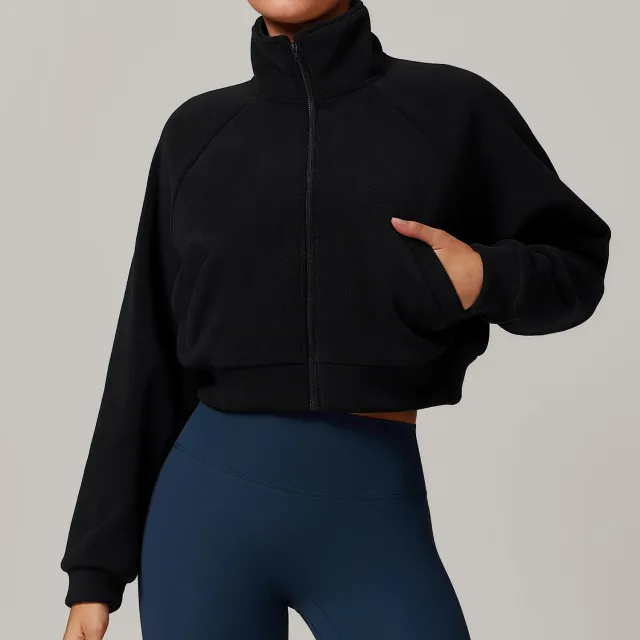 Stand Collar Yoga Clothes Warm Coat For Women Advanced Black - Shop at LoveMi